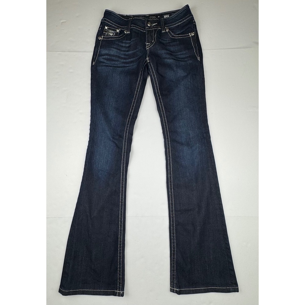 Miss Me Bootcut Jeans 25 Dark Wash Denim Sequin Embellished Western Y2K Boho - Picture 2 of 12